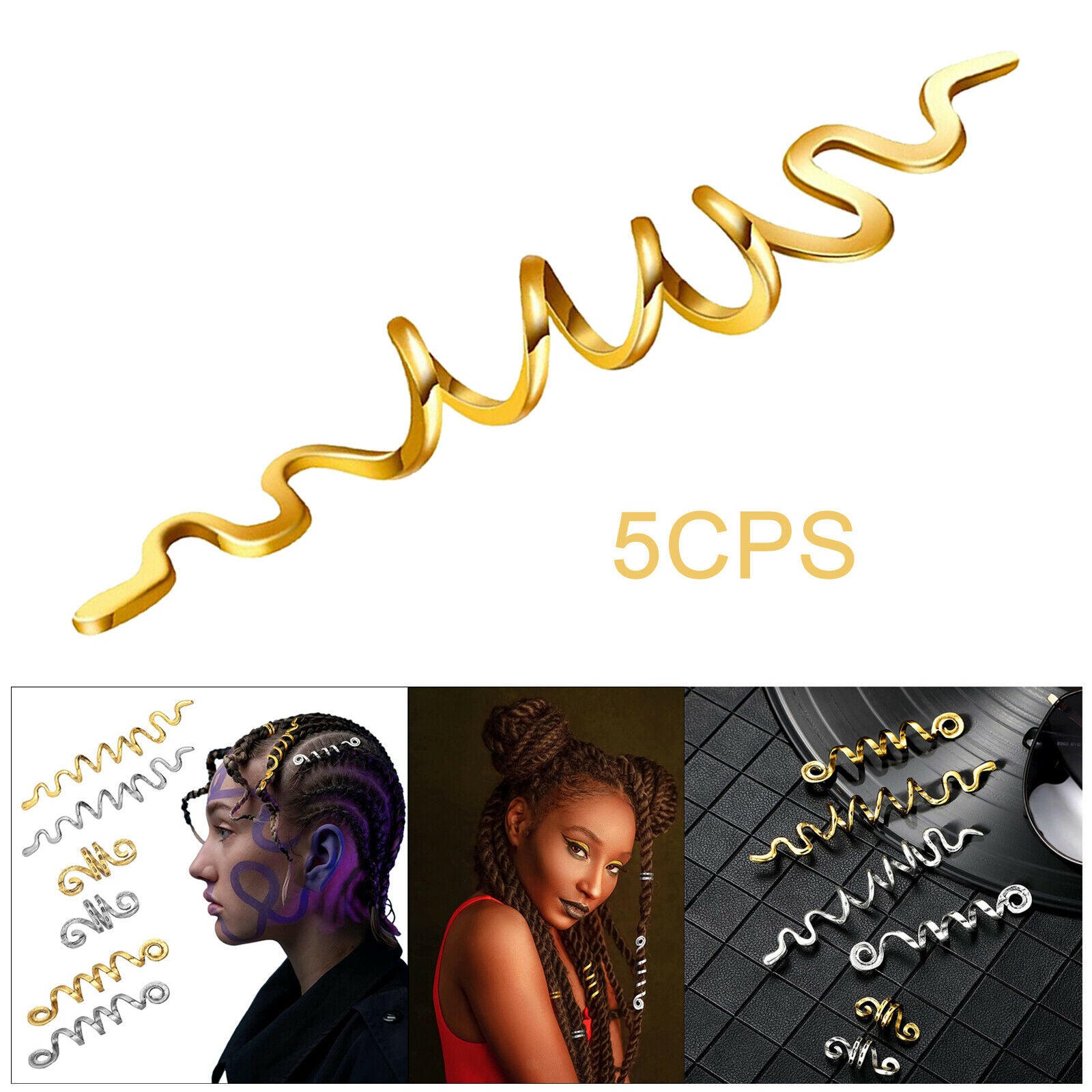 Vikings Spiral hair Beads Metal Beads hair Pendants Large 5pcs Golden