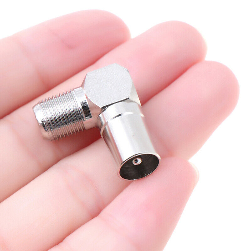 2pcs Right Angle F Female to 9.5 TV Male Aerial Antenna Plug Connector Ad.l8