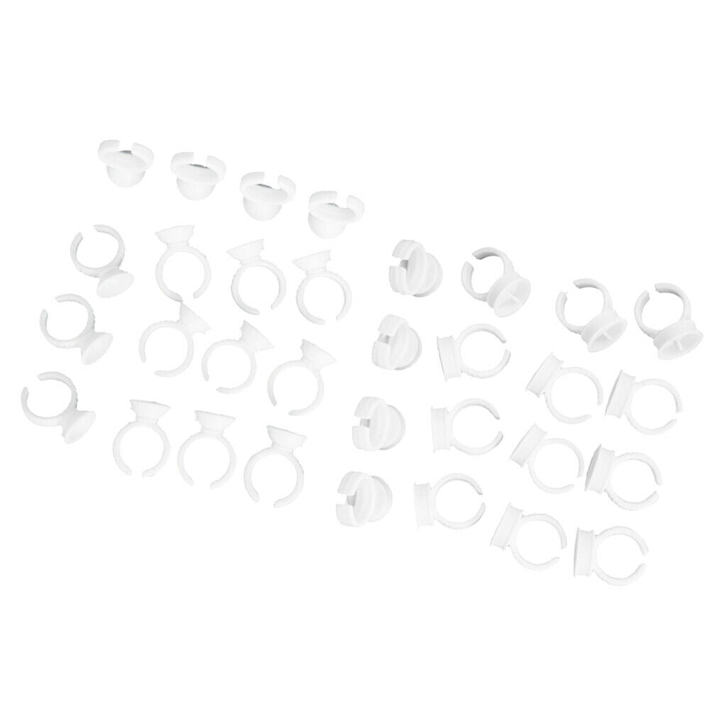 Set of 200 Tattoo Ink Pigment Rings Nail Polish Lip Glue Cups Caps White