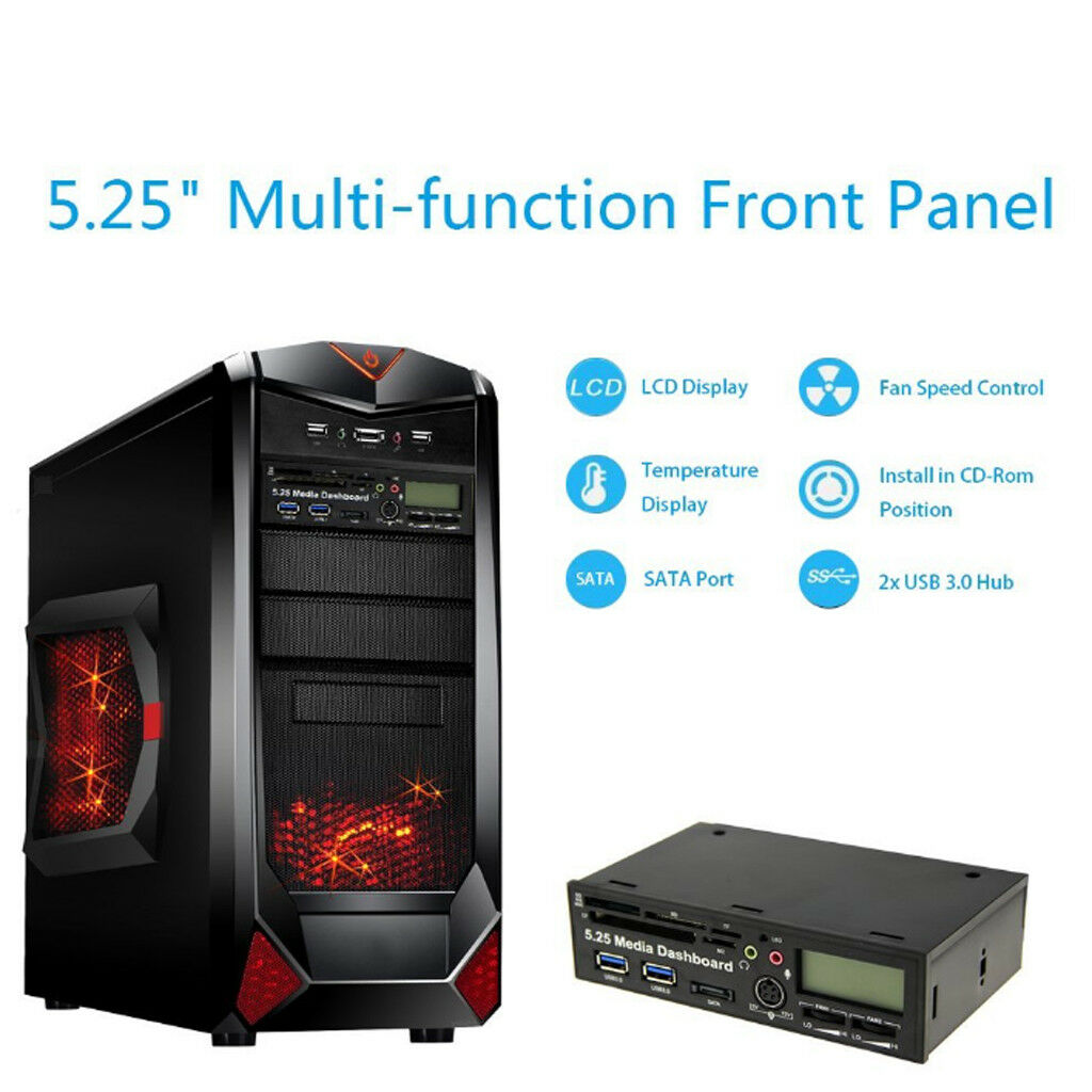 USB3.0 Mic/Audio Port All in One 5.25"Internal Front Panel Card Reader PC