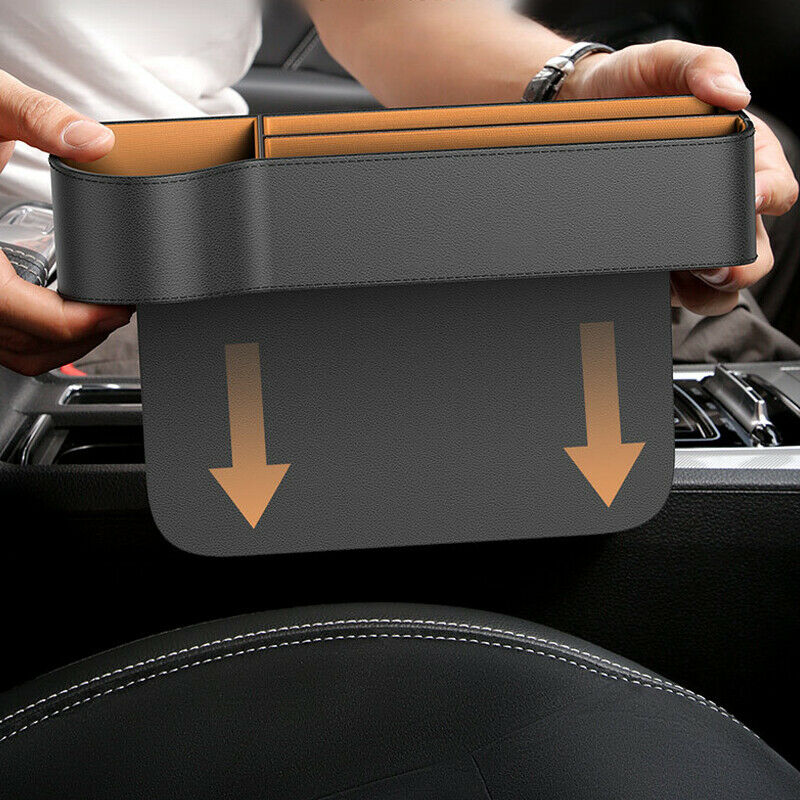 2 Layer Water Cup Holder PU Leather Storage Box Tray Car Seat Side Organizer Box