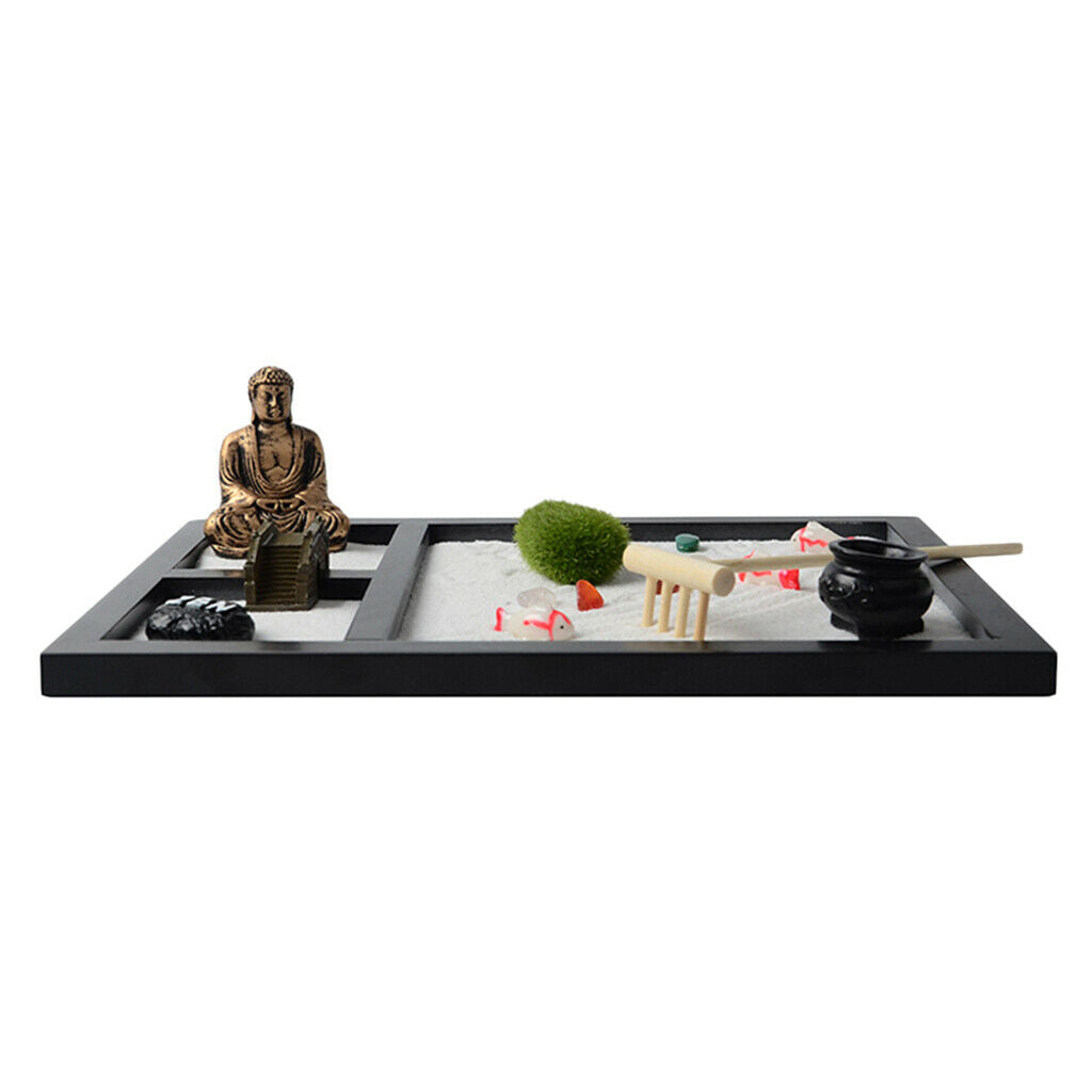 Wooden Zen Sand Box Mini Desktop Sandbox Garden Office Decoration Ornaments