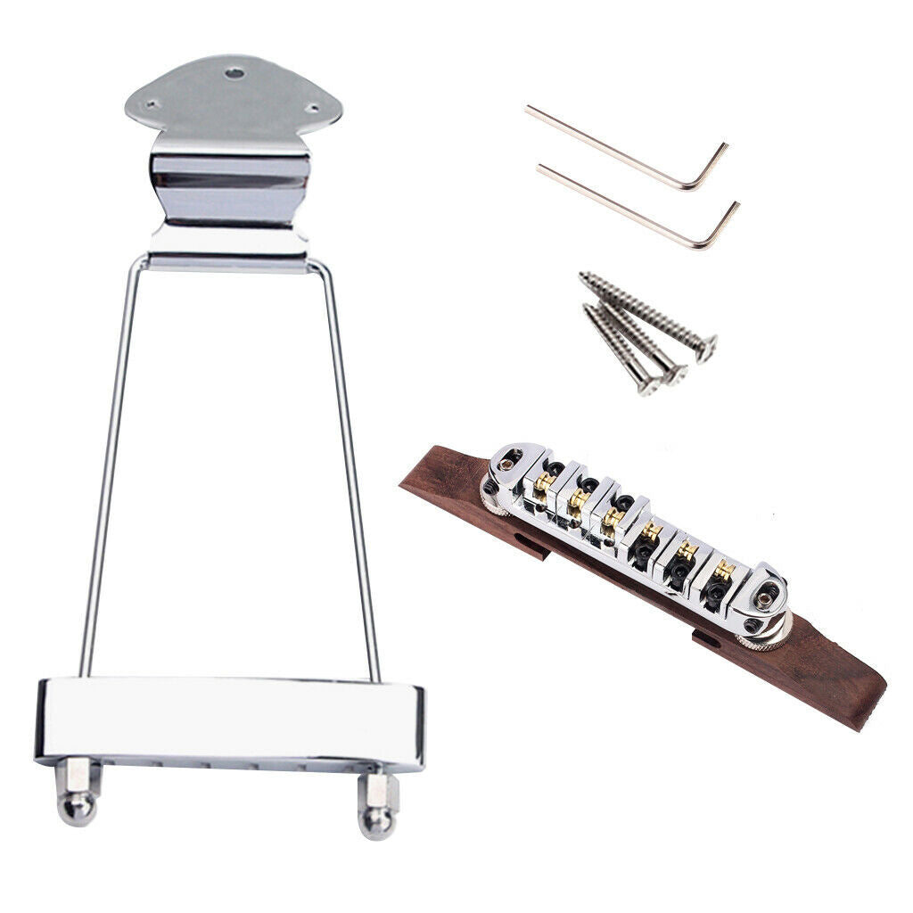 1 Set 6 String Archtop Jazz Guitar Bridge Tailpiece  for Jazz Guitar  Chrome
