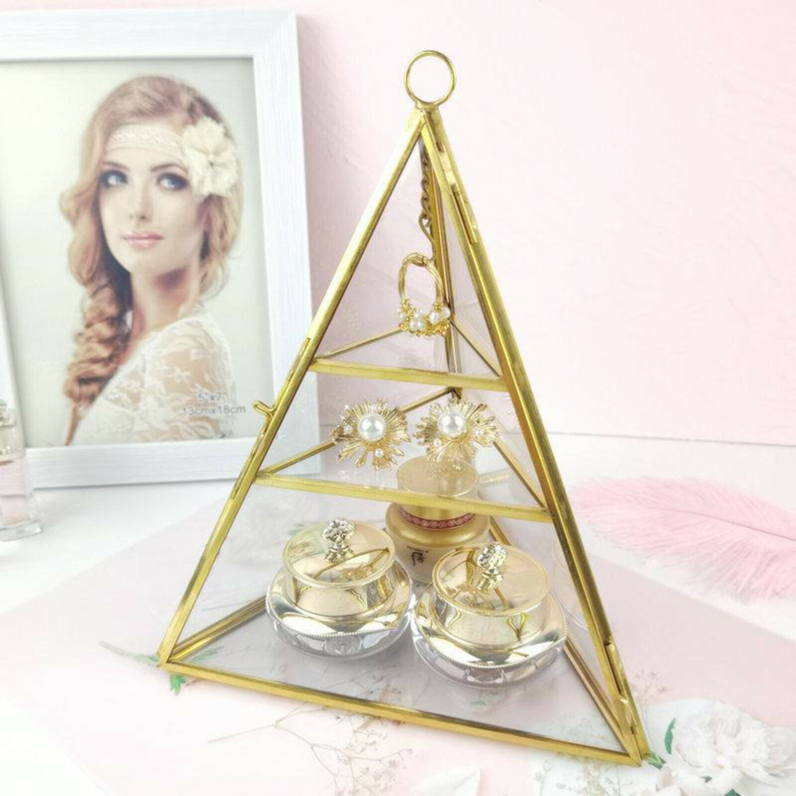 Clear Jewelry Display Tray Wedding Rings Bearer Box Necklace Bracelets Storage
