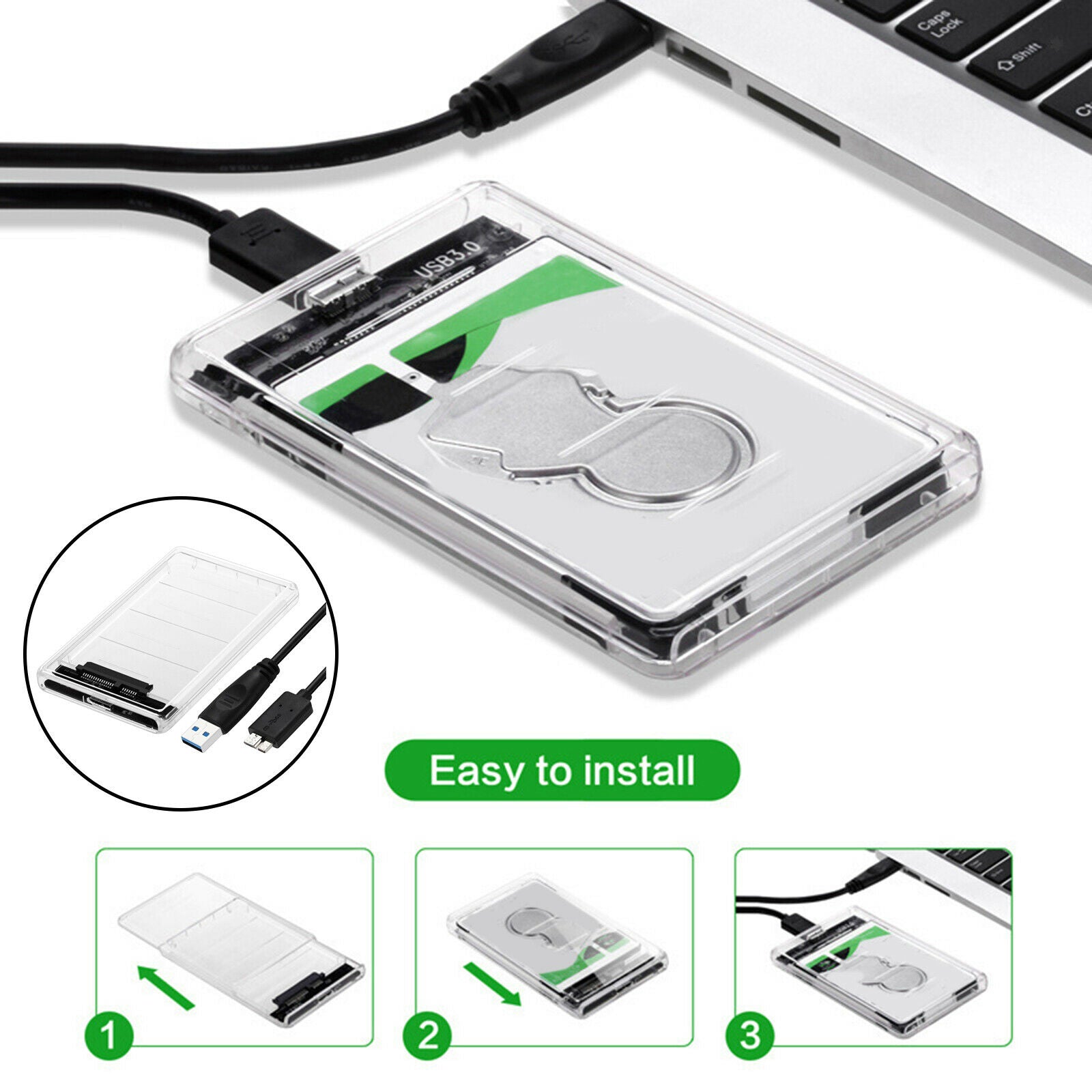 New transparent 2.5-inch SATA SSD hard drive for external
