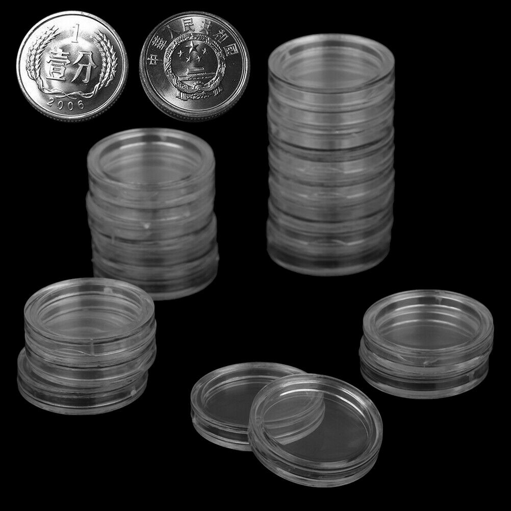 20pc18mm Applied Clear Round Cases Coin Storage Capsules Holder Round Pla.l8