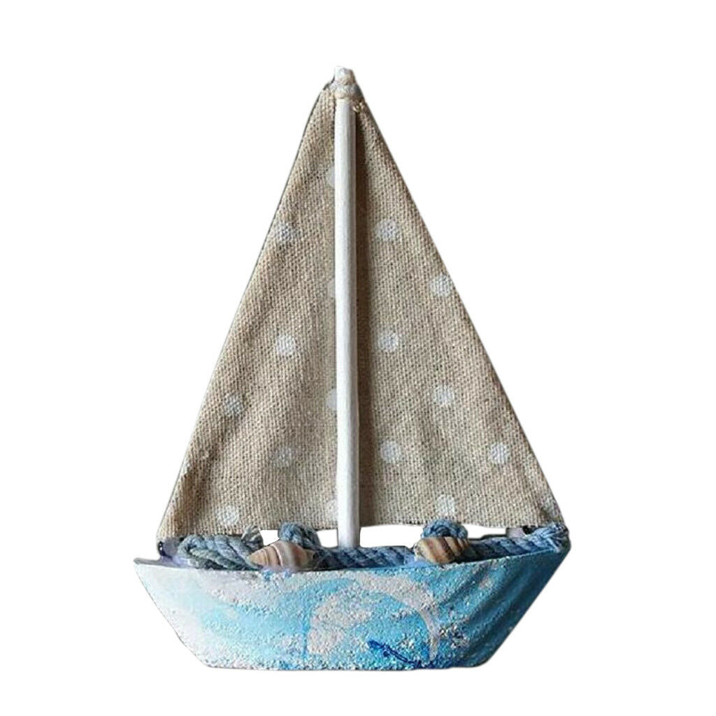 Handcrafted Wooden Nautical Sailing Ornament Home Office Desktop Decor Beige