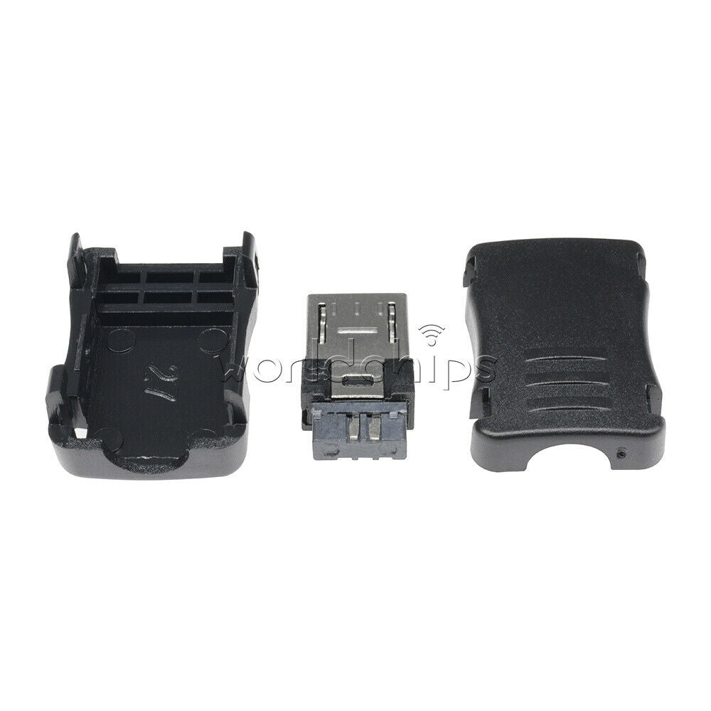 20pcs Micro USB 5 Pin T Port Male Plug Socket Connector&Plastic Cover DIY