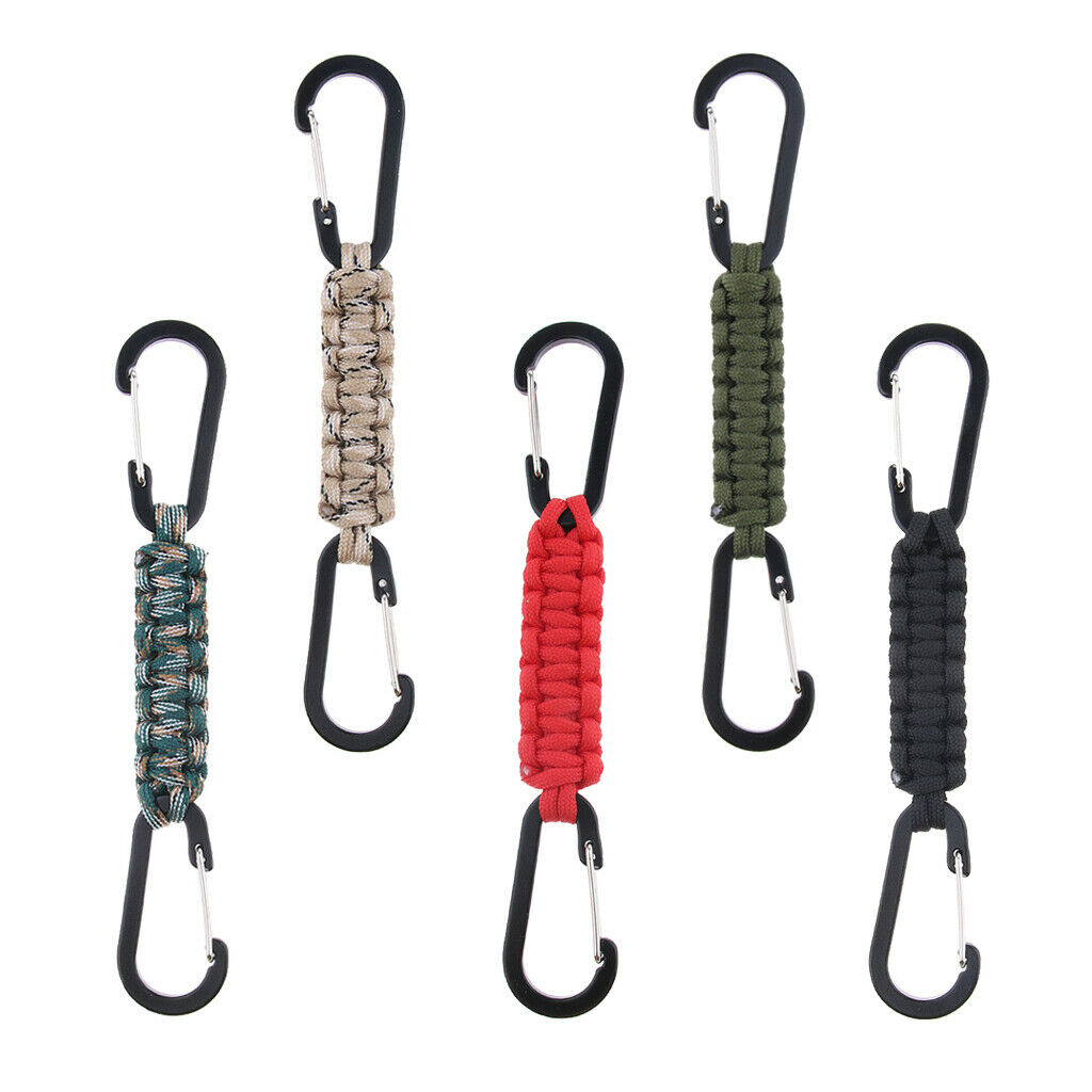 Paracord Keychain Carabiner Survival Tool with Carabiner Black