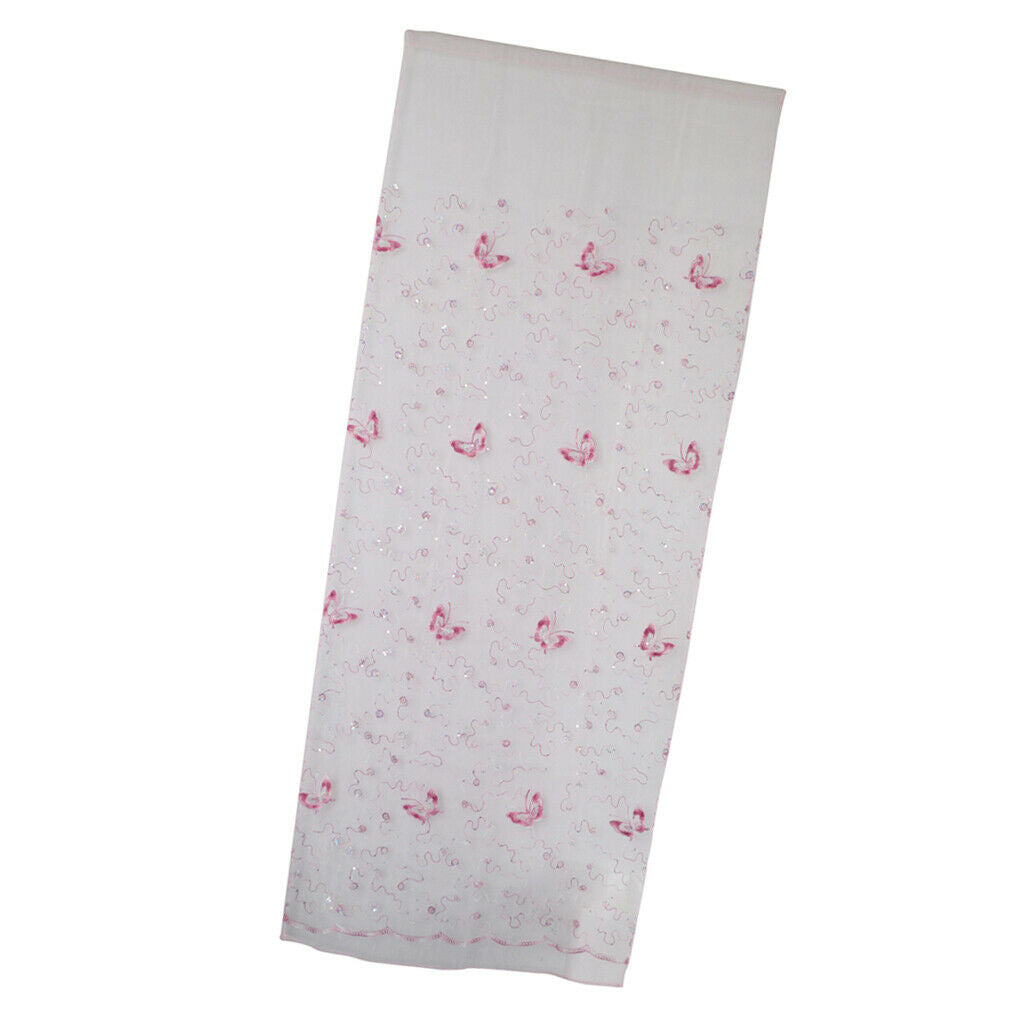 1 Piece Window Voile Sheer Curtain Valance Tiers  Pink_1x2.5m