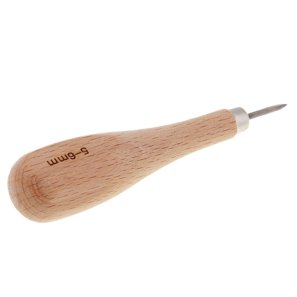 Professional 3 Pcs / Set Leather Tool Wooden Handle Steel Awl for