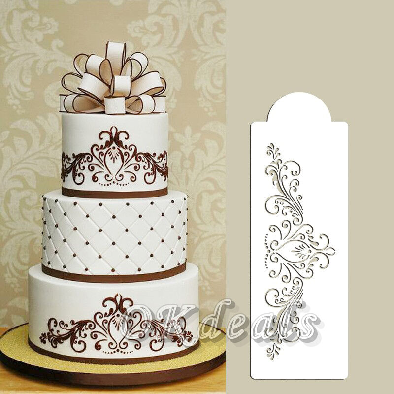 Lace Flower Cake Cookie Fondant Side Baking Wedding Stencil Decor DIY Tool.l8