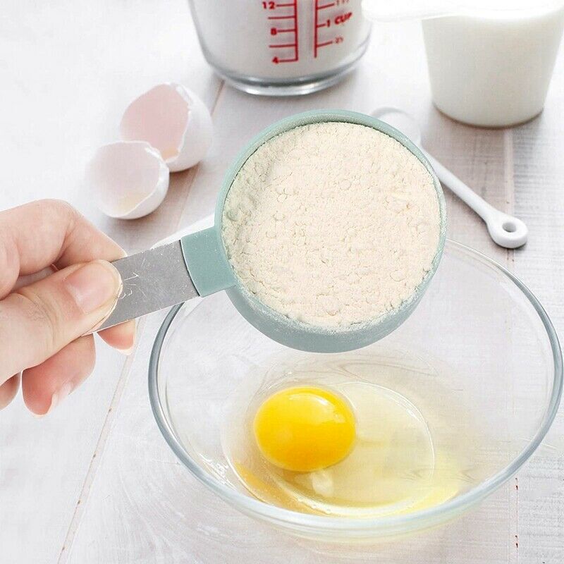Measu Cups and Spoons Set of 8 Pieces,Nesting Measure Cups with Stainless StB7E2