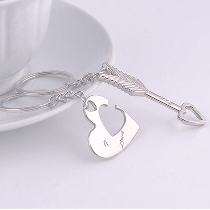 Lover His Her Keychains Keyrings Couples Arrow& "I Love You" Heart & Keys.l8