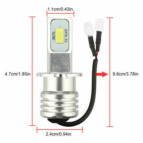2x H3 Super White CREE LED Headlight Kit 100W 10000LM Fog Driving DRL Bulb 6000K