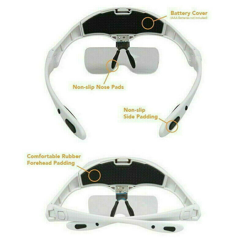Magnifying Glasses LED Headband w/ Light Hand Free Headset Magnifier Lam Head!