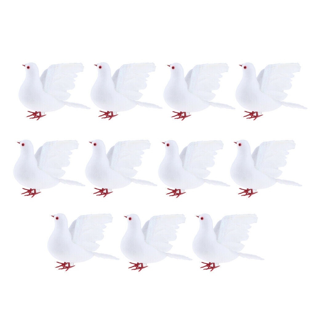 Lots 11 Realistic Artificial White Flying Doves Weddings Decorative Ornament