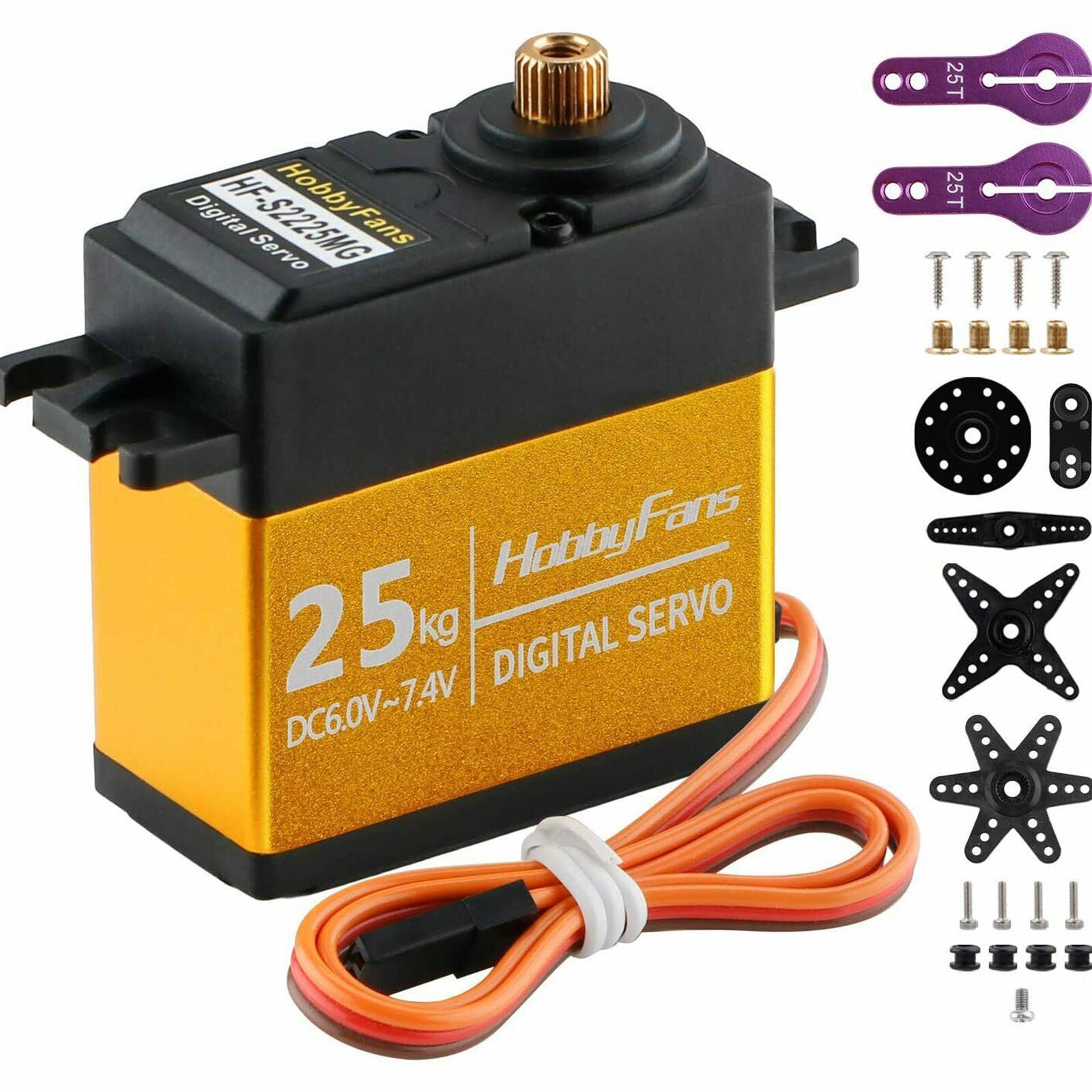 25KG Full Metal Gear High Torque Waterproof Digital Servo with 25T Servo Arm New