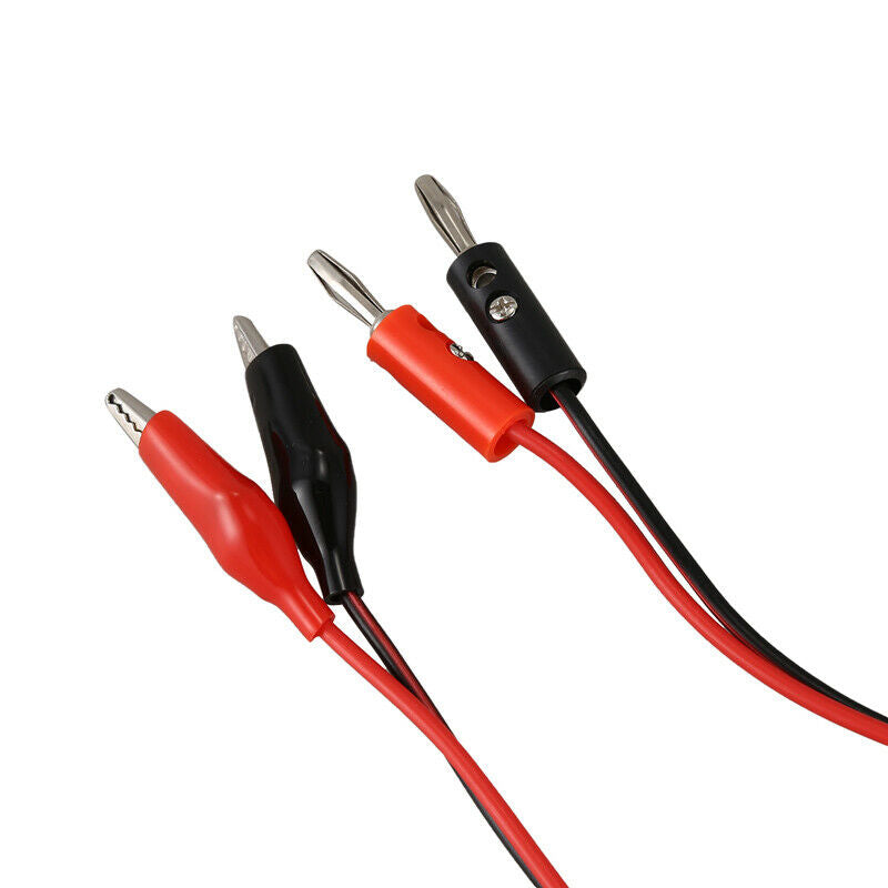 2 Pcs Red Black Banana Plugs to Alligator Clips Probe Test Cable 1M F9C4C4