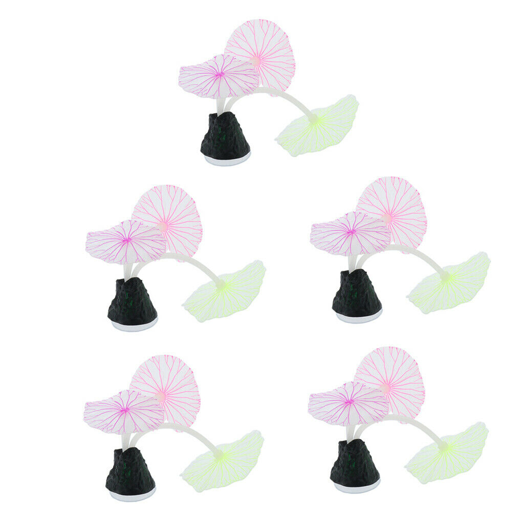 5pcs Aquarium Decor Fish Tank Decoration Ornament Artificial Silicone Plant