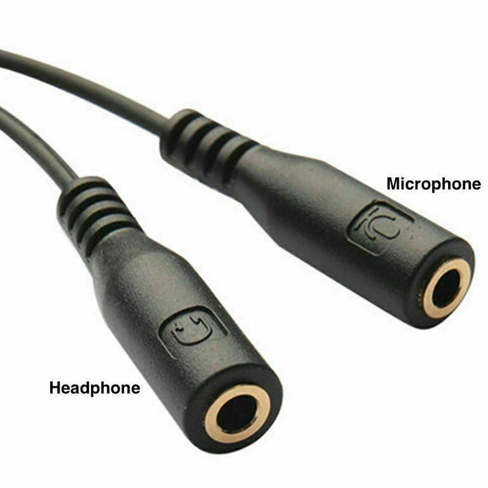 3.5mm Stereo Audio Male To 2 Female Headphone Mic Y Splitter Cable Cord Adapter