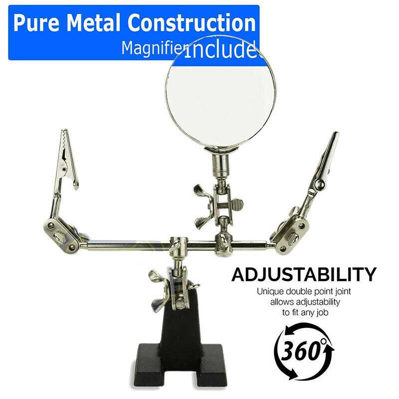 Third Hand Soldering Solder Iron Stand Holder Magnifier Helping Tool Station SJ