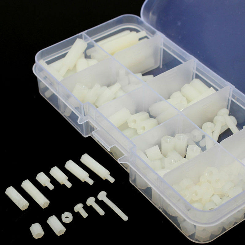 150Pcs M3 6-20mm Hex Spacers Nylon Screw Nut Washer Assortment Standoff Kit