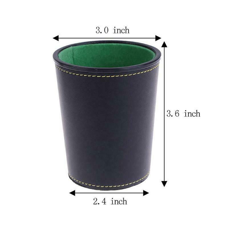 Leather Dice Cup Set Felt Lining Quiet Shaker for Farkle Yaht-zee Games | Black