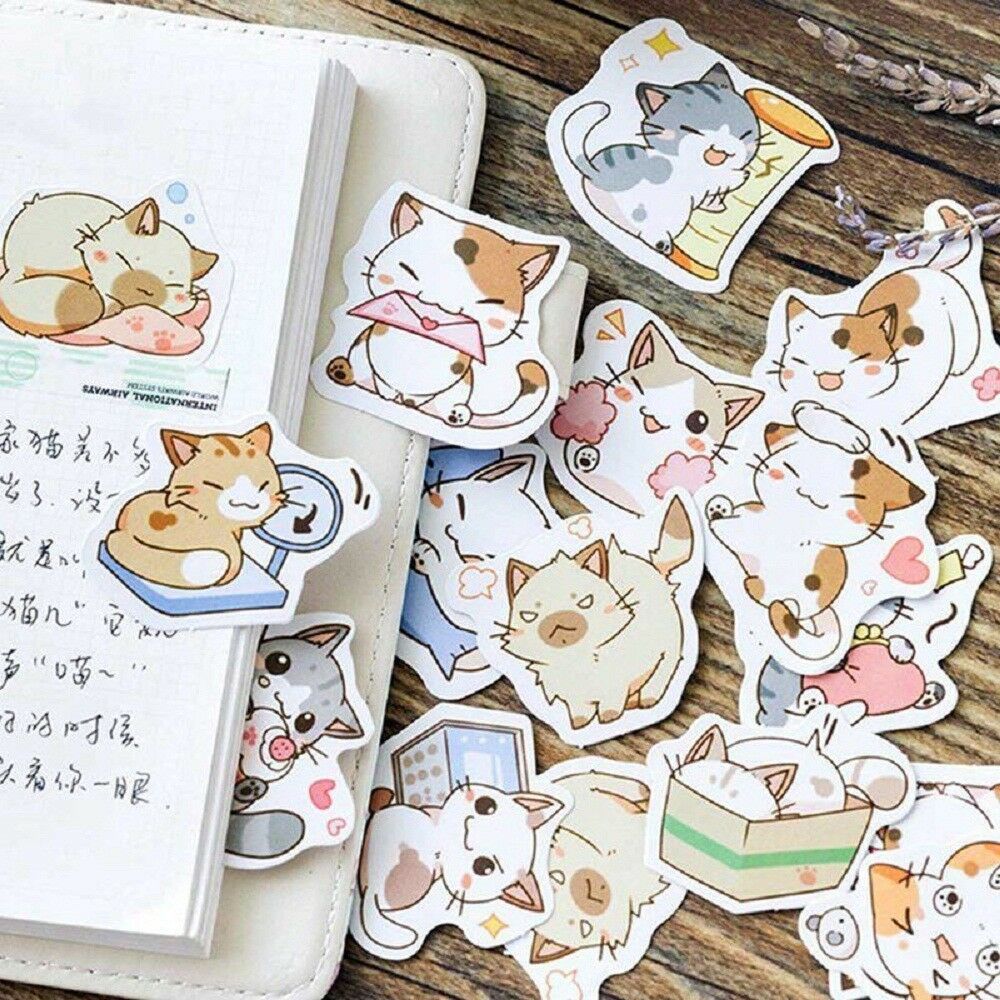 45Pcs Japanese Cute Cat Stickers Diary Decoration DIY Scrapbooking Stickers Lots