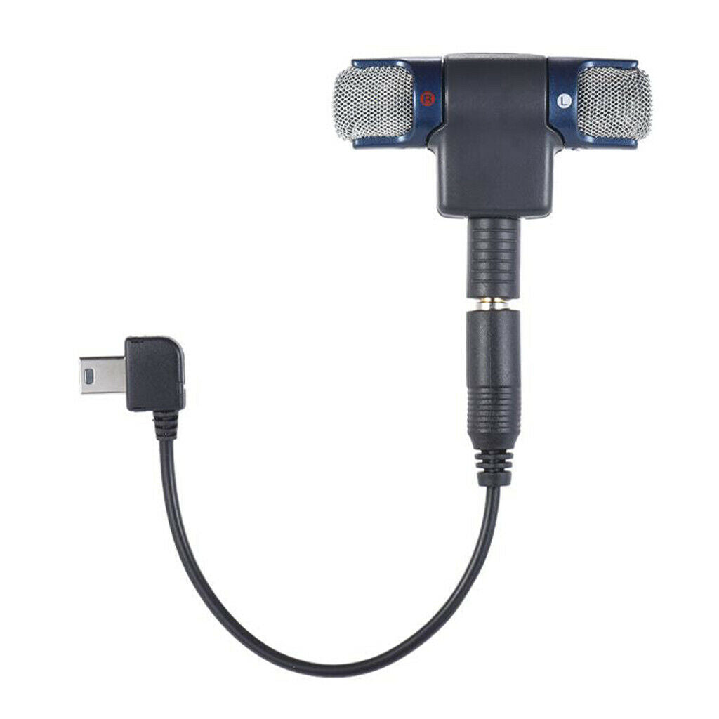 Portable External Stereo MIC Microphone With 17CM 3.5mm To  USB Mic Adapter