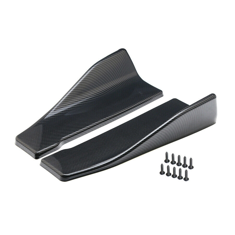 2 Pcs Car Side Skirt Rocker Splitters Diffuser Winglet Wings Bumper Carbon Fiber
