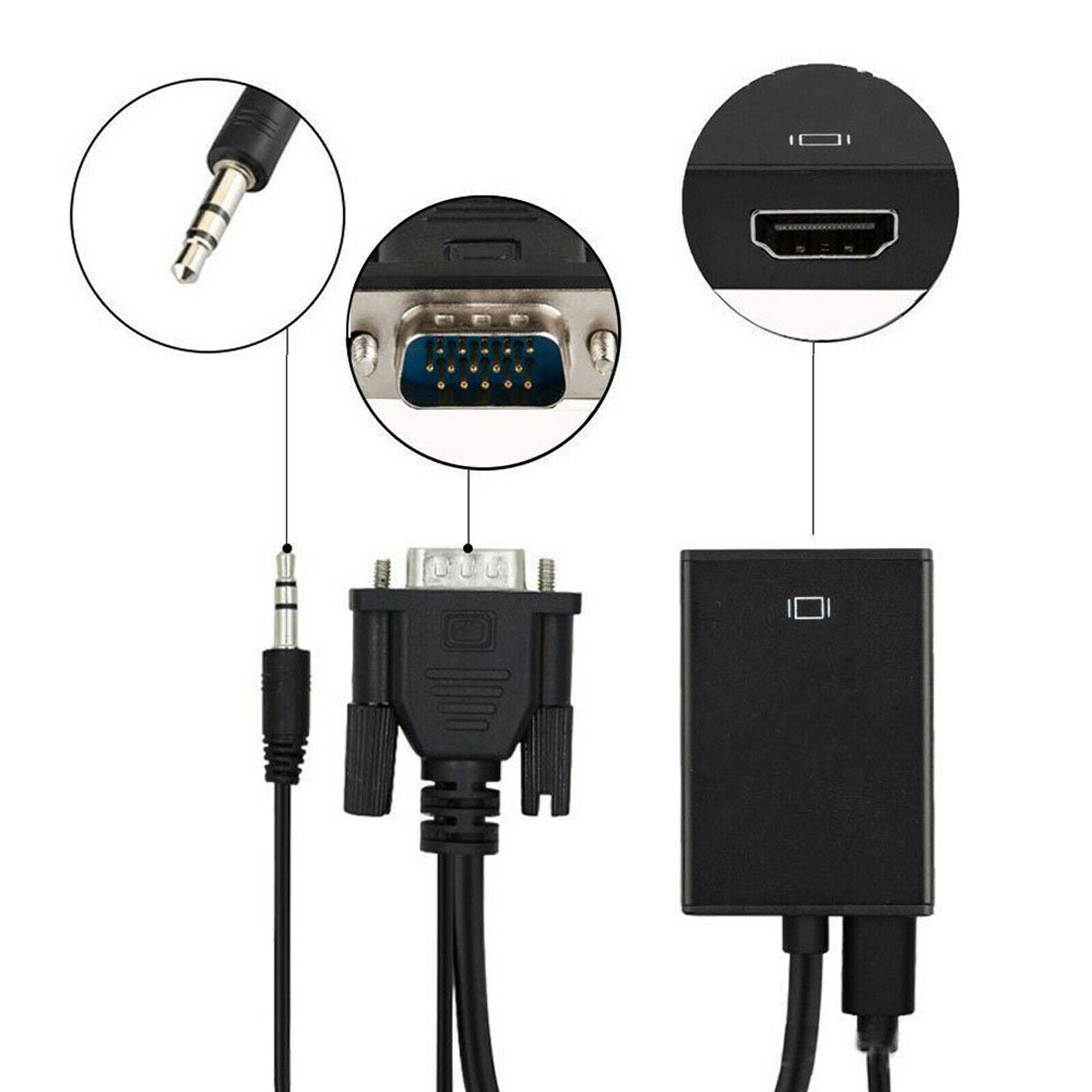 1080P VGA to HDMI Converter Male to Female Cable for Computer Mobile Phones