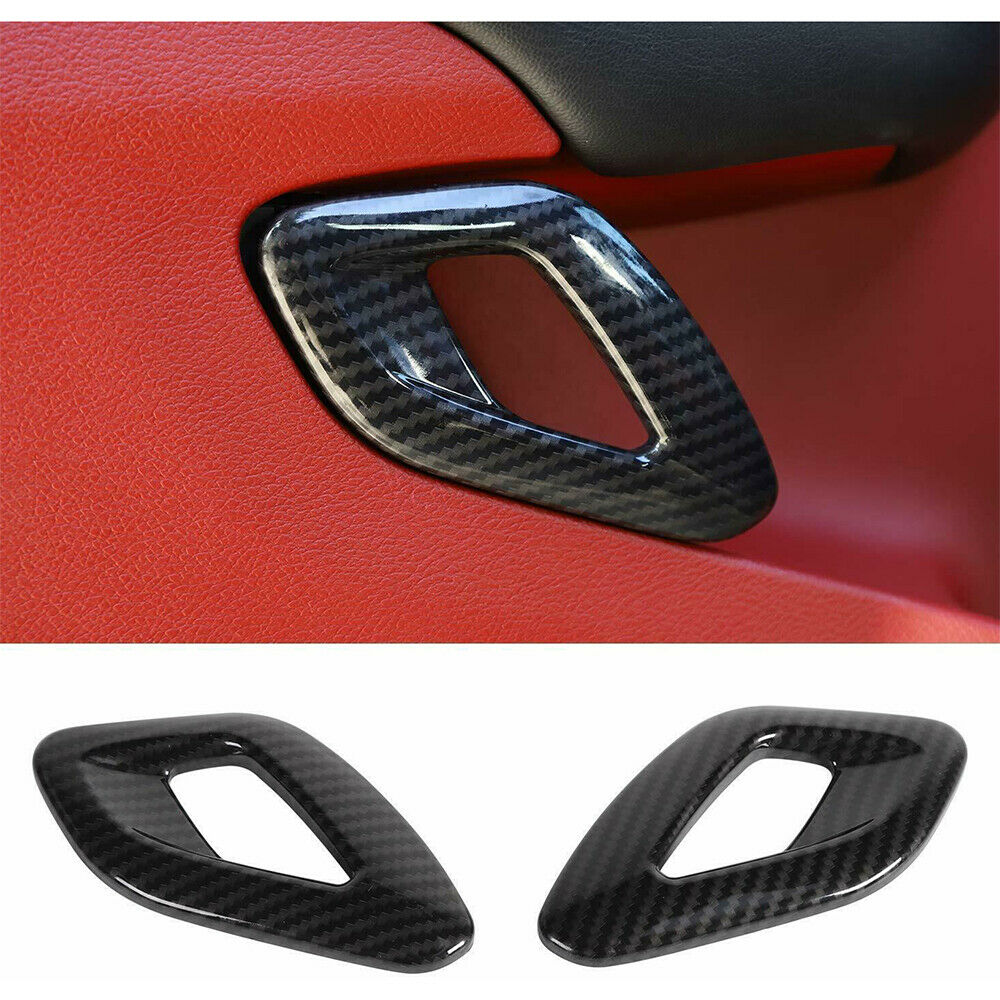 Pair Carbon Fiber Inner Door Handle Cover Trim for Dodge Challenger 2015-2019