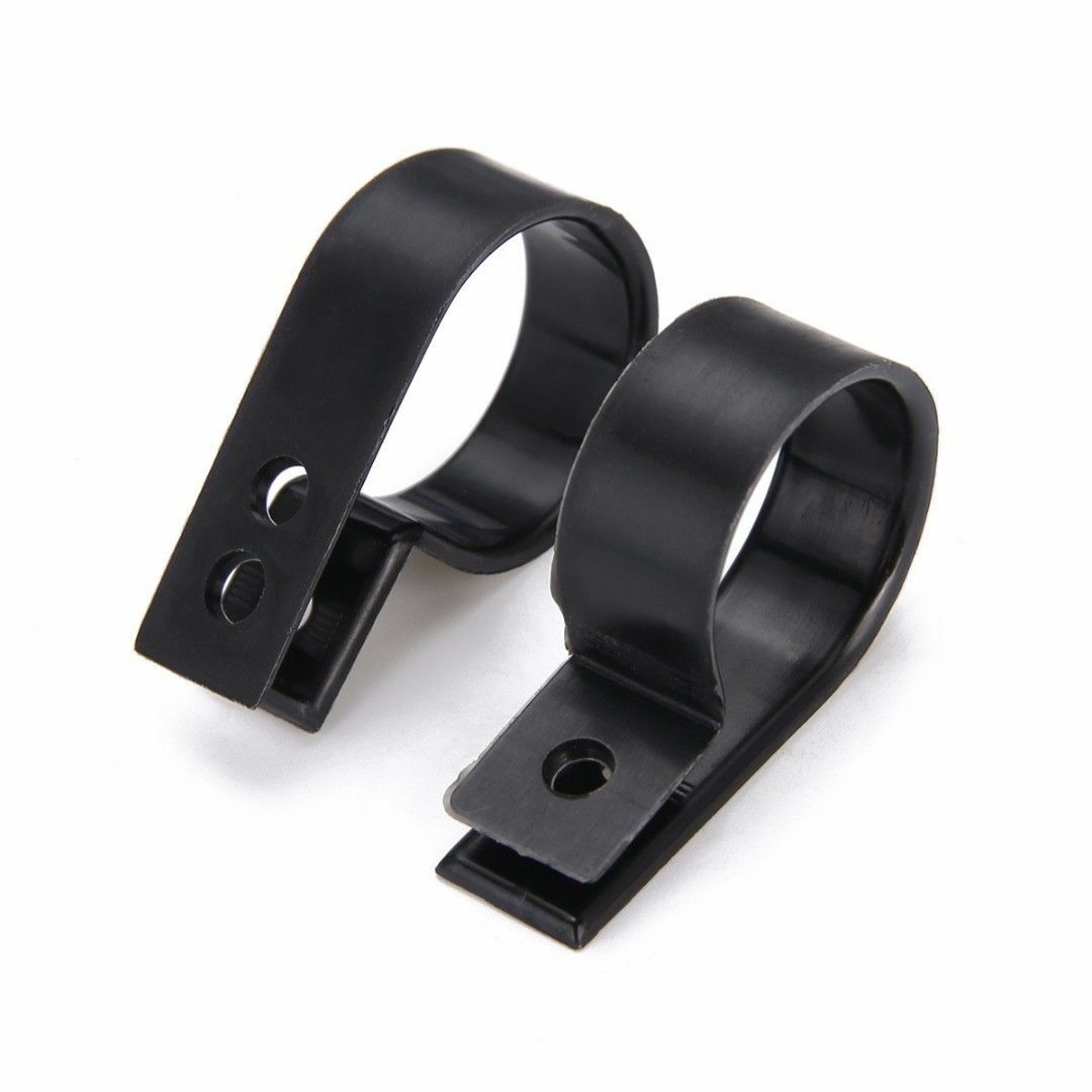 High Quality Black Nylon Plastic P Clips - Fasteners for Cable & Tubing 200pcs