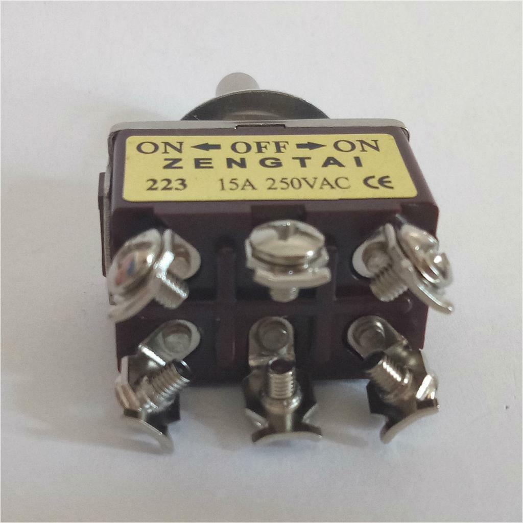 Toggle Switch, AC 250V 15 Amp, 6 Pin 3PDT On/Off/On 3 Position Mini