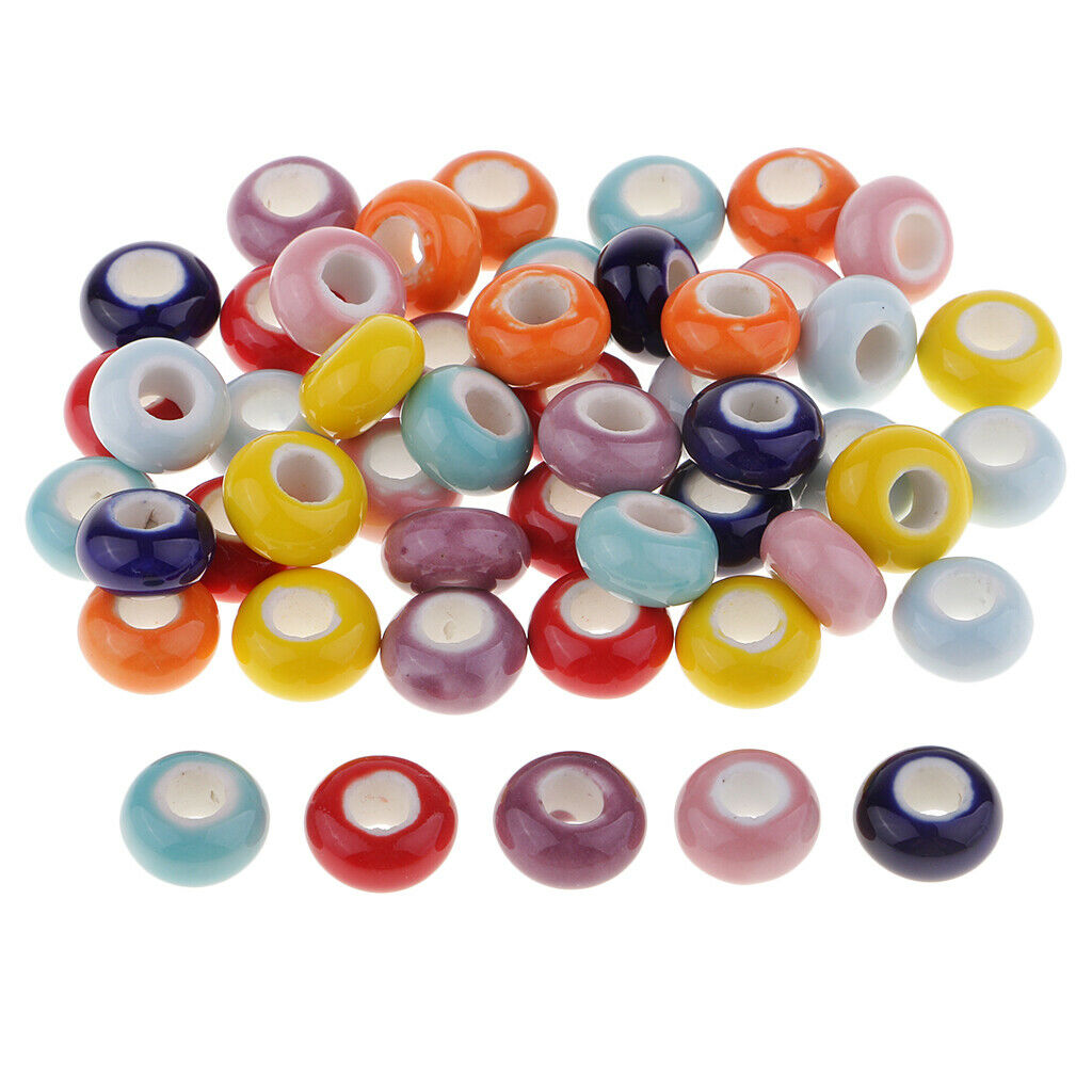 50 Pieces Mixed Colorful Ceramic Beads Loose Beads Jewelry Making