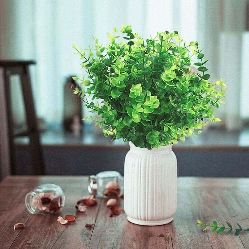 24 Pack Artificial Greenery Outdoor Plants Plastic Boxwood Shrubs Stems for Y6C2