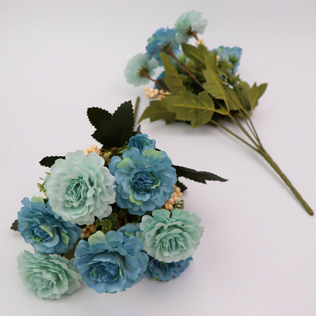 2 Pieces Artificial Silk Flower 5 Heads Bridal Bouquet Wedding Home Decor