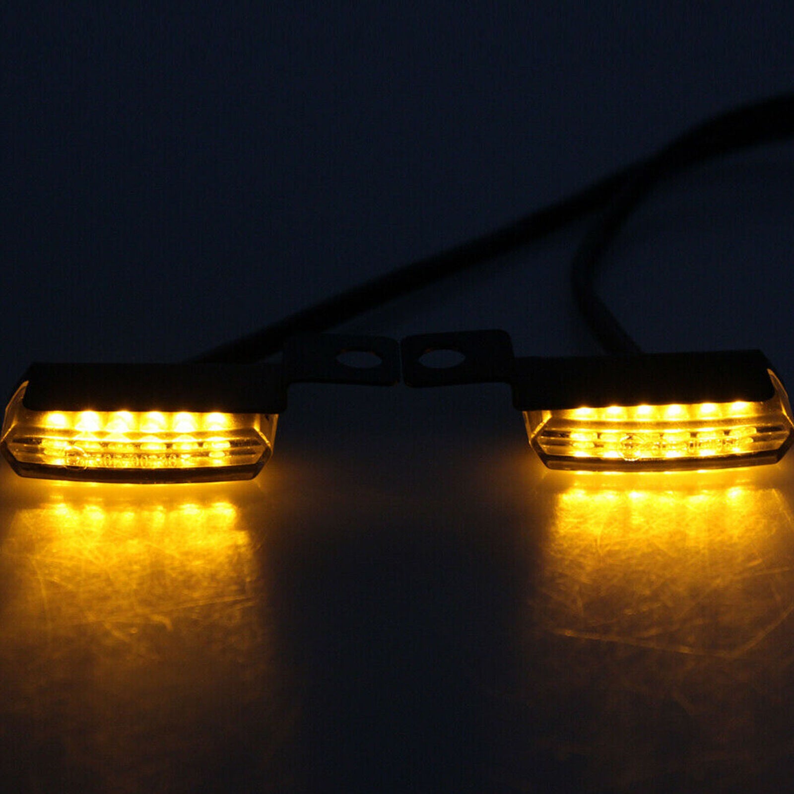 2x Amber LED Motorcycle Turn Signals Blinkers Front Rear Peg Lamp Lights DC 12V