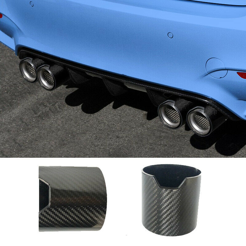 Gloss Carbon Fiber Car Exhaust Tip Shell Cover Sheath Muffler Pipe Guard 93*90mm