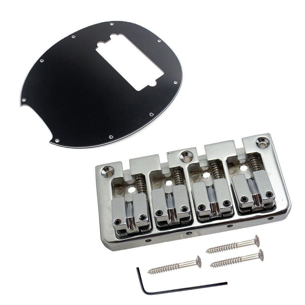 1 Set 4 String Bass Bridge+3 Ply Pickguard For Electric Guitar Bass Parts
