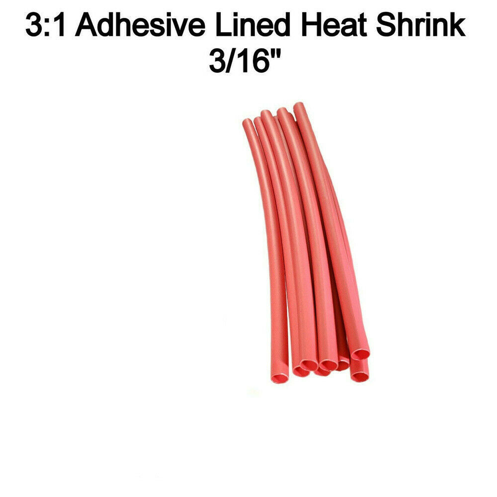 (50 6" Pcs)Red Marine Heat Shrink Tubing 3:1 Dual Wall Adhesive Glue Lined 3/16"