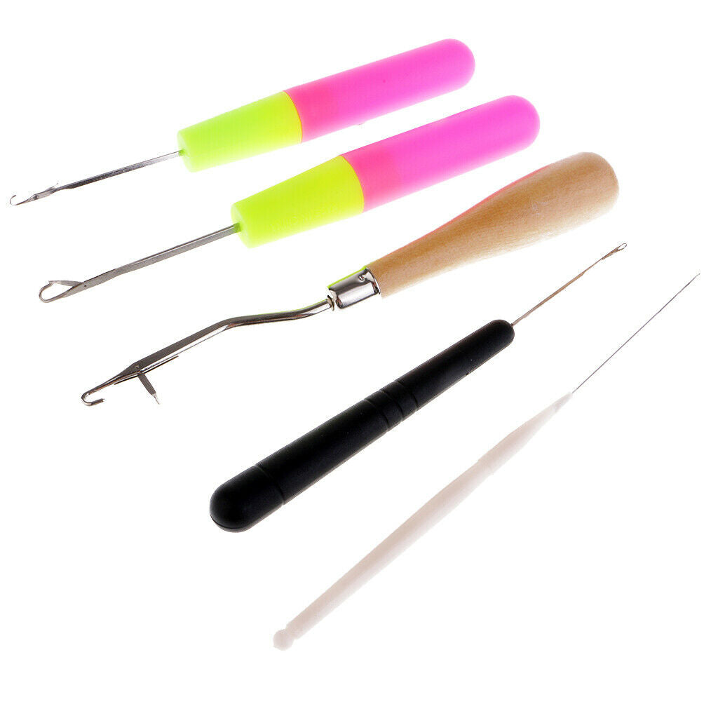 5x Latch Hook Crochet Needle Set Hair/Micro Braid Hair Extension Rug Making
