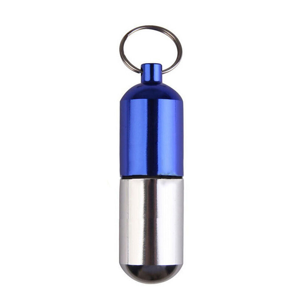 Waterproof Aluminum Medicine Pill Box Case Bottle Holder Container Keychai.l8