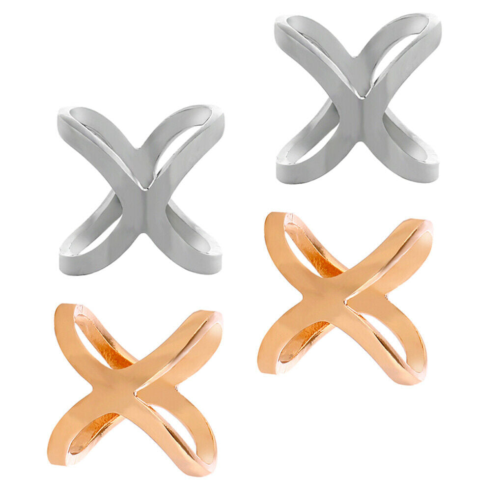 4 Piece Women Silk Chiffon Scarf Clip Ring Holder Wedding Party Cross Buckle