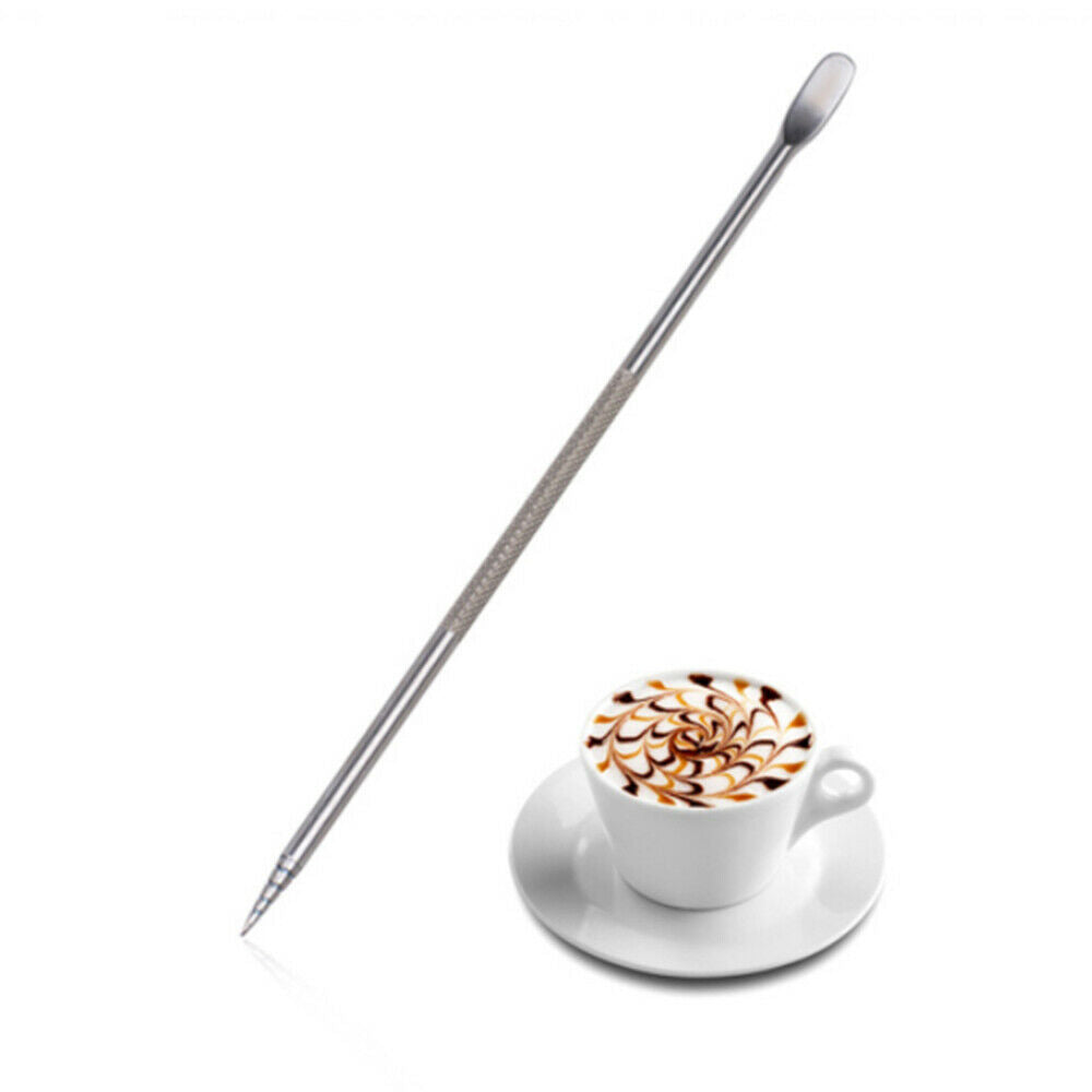 Stainless Steel Fancy Latte Coffee Hook Flower Carve Stick Pull Flower Needle