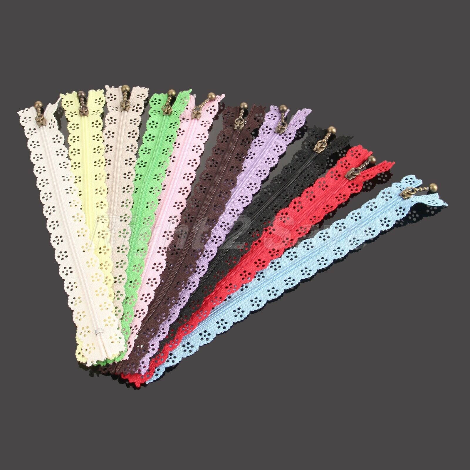 10Pcs 20cm Lace Zipper Nylon Closed End F Bags Clothing DIY Tailor Sewing Tools