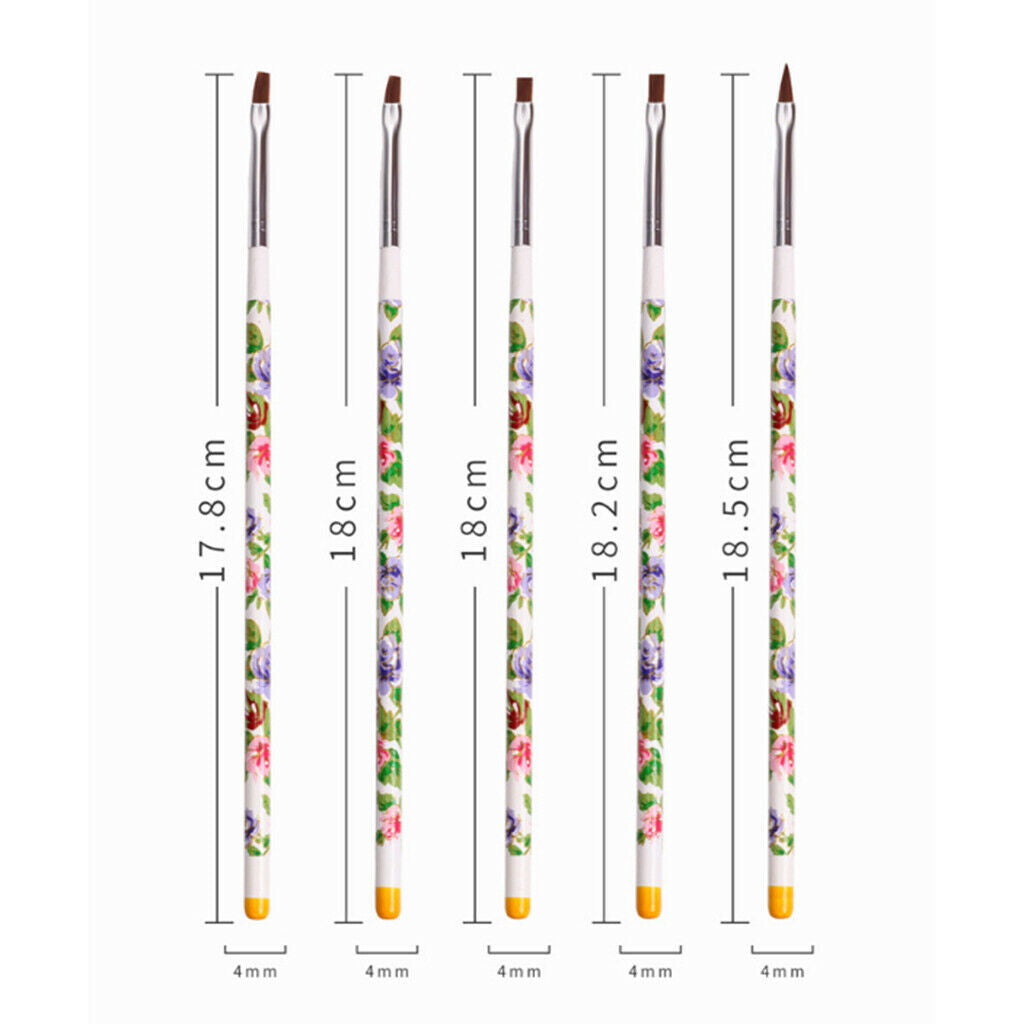 5 Pcs Nail Art Acrylic UV Gel  Design Painting Drawing Polish Brush