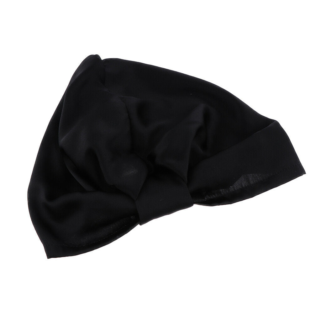2Pcs Silky Pure Silk Elastic Breathable Knotted Sleep Hat Headwear Beanie