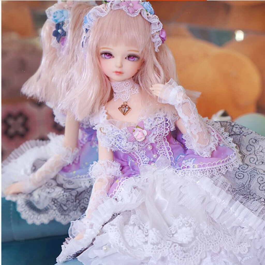 Fashion Evening Party Dress Skirt Lace Sleeves Necklace Garland For 1/4 BJD SD